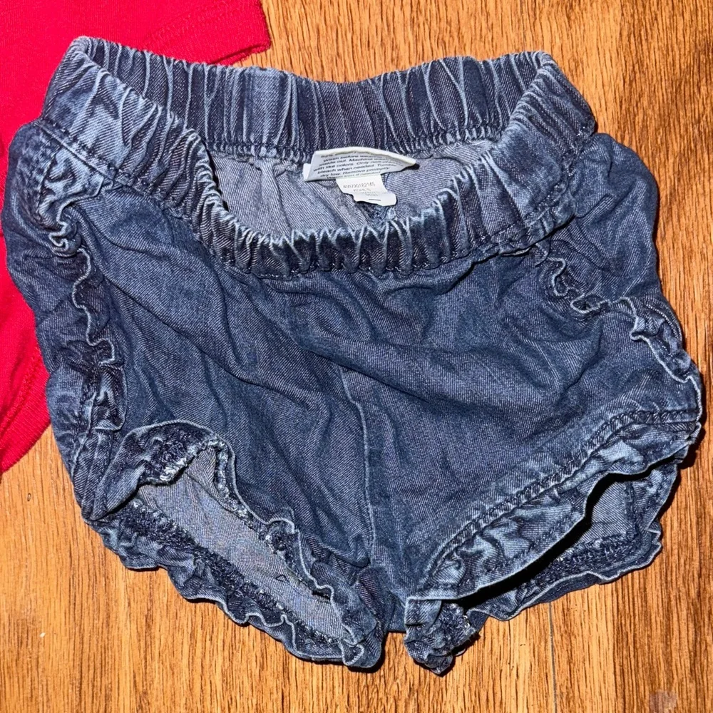 Jumping Beans Red Minnie Mouse Bodysuit with Denim Shorts